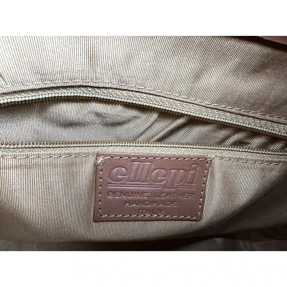 VTG ELLEPI BROWN LEATHER HANDMADE PATCHES M‎ ZIP SHOULDER HOBO/TOTE BAG, Italy